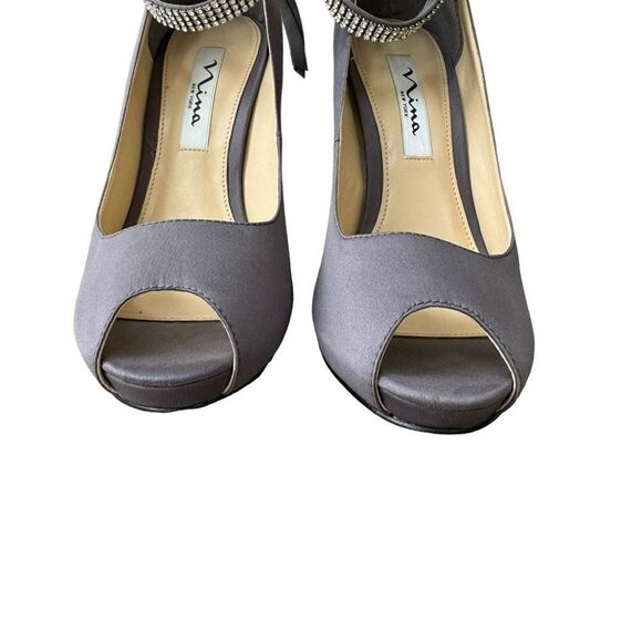 Nina KAREN WOMENS STEEL HH OPENTOE PUMP W/ANKLE STRAP size 7.5 - Picture 8 of 9